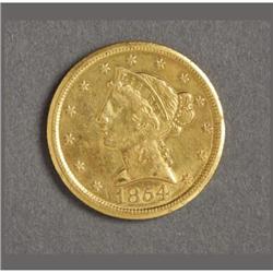 1854-D $5 GOLD HALF EAGLE FROM DAHLONEGA MINT
