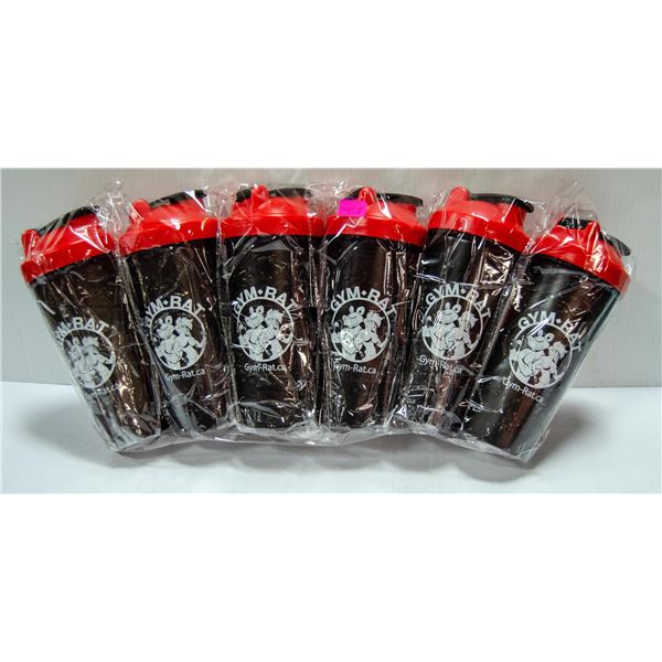 LOT OF 6 GYM RAT SHAKER CUPS COMPLETE WITH SHAKER