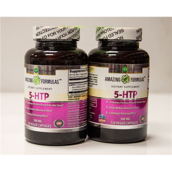 TWO BOTTLES OF AMAZING FORMULAS 5-HTP DIETARY