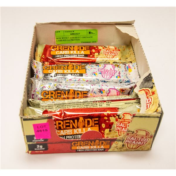 BOX WITH 7 ASSORTED GRENADE CARB KILLA PROTEIN