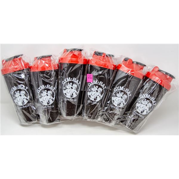 LOT OF 6 GYM RAT SHAKER CUPS COMPLETE WITH SHAKER