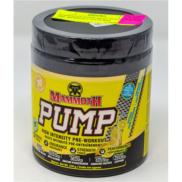 MAMMOTH PUMP HIGH INTENSITY PRE-WORKOUT NATURAL