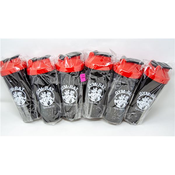 LOT OF 6 GYM RAT SHAKER CUPS COMPLETE WITH SHAKER
