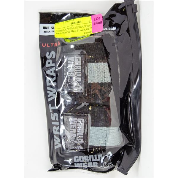 GORILLA WEAR ULTRA WRIST WRAPS ONE SIZE BLACK/GREY