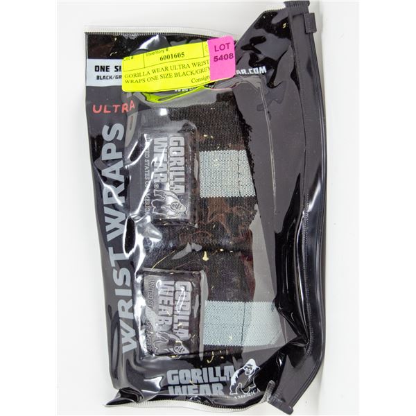 GORILLA WEAR ULTRA WRIST WRAPS ONE SIZE BLACK/GREY