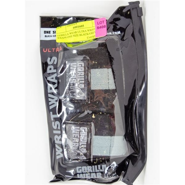 GORILLA WEAR ULTRA WRIST WRAPS ONE SIZE BLACK/GREY