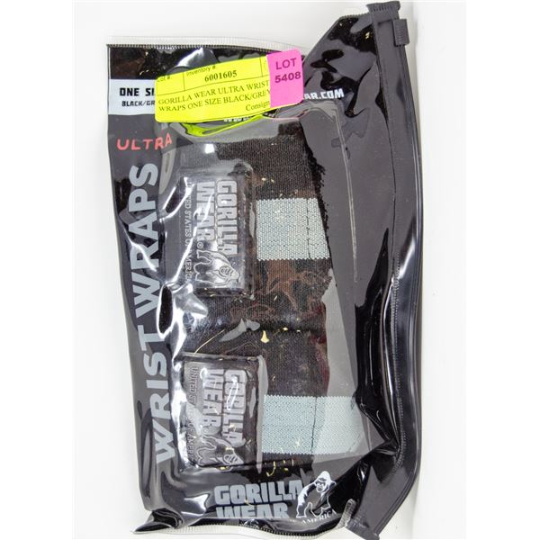 GORILLA WEAR ULTRA WRIST WRAPS ONE SIZE BLACK/GREY