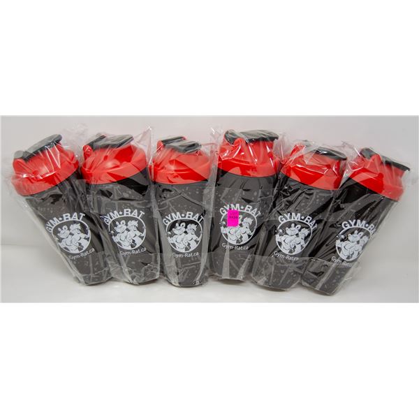 LOT OF 6 GYM RAT SHAKER CUPS COMPLETE WITH SHAKER