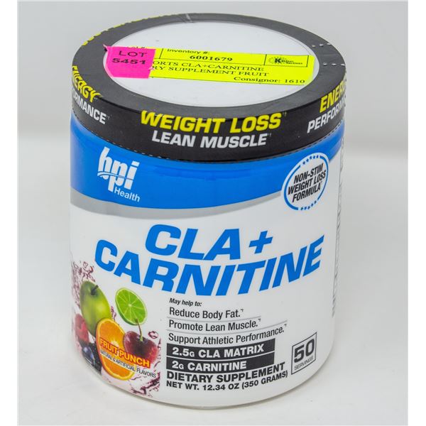 BPI SPORTS CLA+CARNITINE DIETARY SUPPLEMENT FRUIT