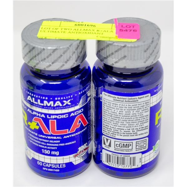 LOT OF TWO ALLMAX R+ALA ULTIMATE ANTIOXIDANT