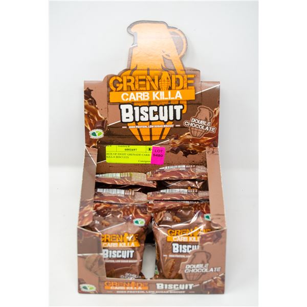 BOX OF EIGHT GRENADE CARB KILLA BISCUITS