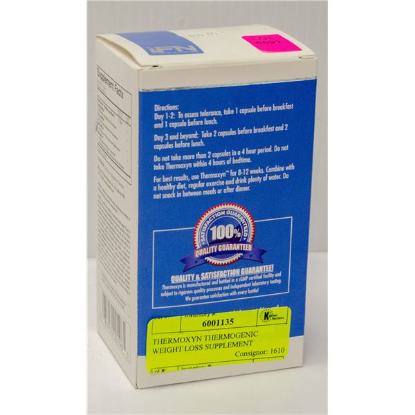 THERMOXYN THERMOGENIC WEIGHT LOSS SUPPLEMENT