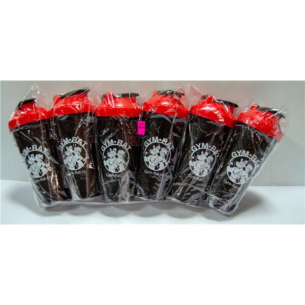 LOT OF 6 GYM RAT SHAKER CUPS COMPLETE WITH SHAKER