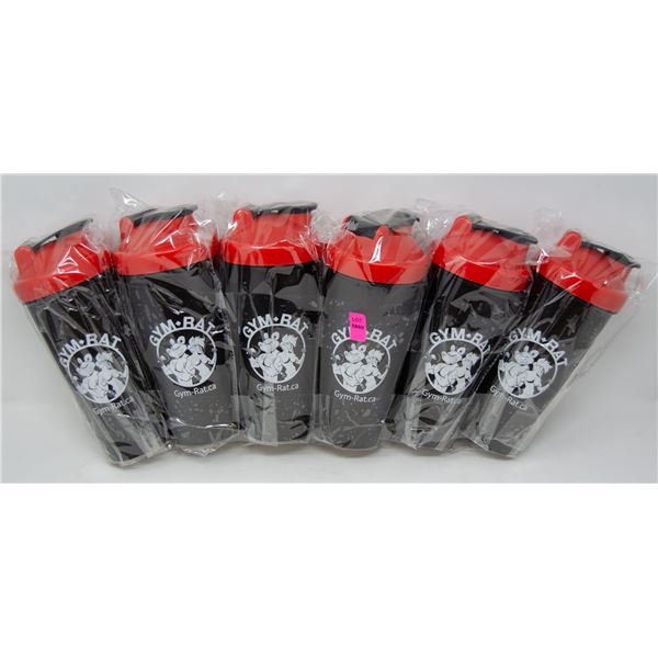 LOT OF 6 GYM RAT SHAKER CUPS COMPLETE WITH SHAKER