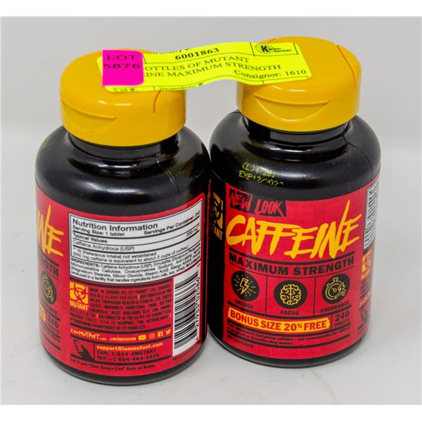 TWO BOTTLES OF MUTANT CAFFEINE MAXIMUM STRENGTH