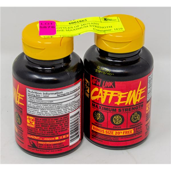 TWO BOTTLES OF MUTANT CAFFEINE MAXIMUM STRENGTH