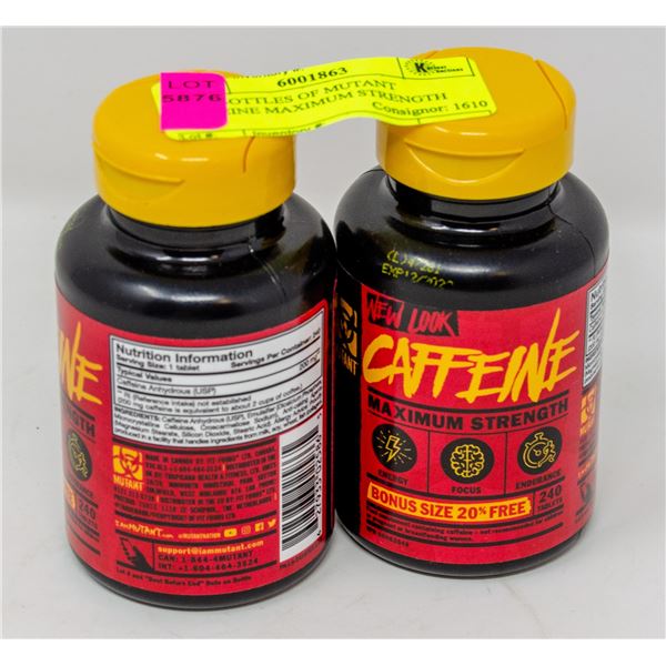 TWO BOTTLES OF MUTANT CAFFEINE MAXIMUM STRENGTH