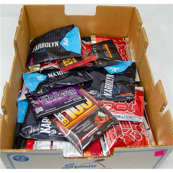 FLAT OF ASSORTED SUPPLIMENT PACKETS AND MORE