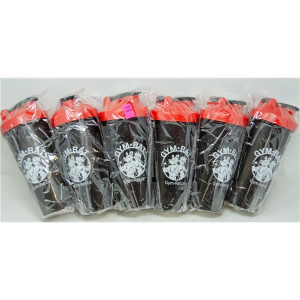 LOT OF 6 GYM RAT SHAKER CUPS COMPLETE WITH SHAKER