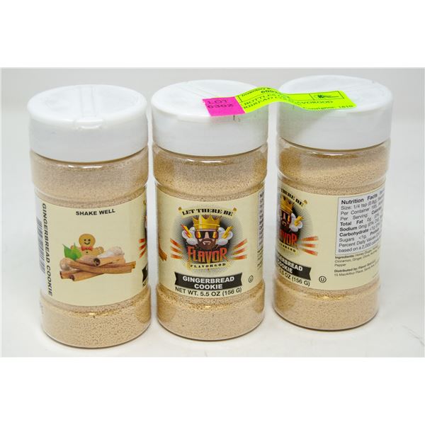 THREE BOTTLES OF FLAVORGOD GINGERBREAD COOKIE