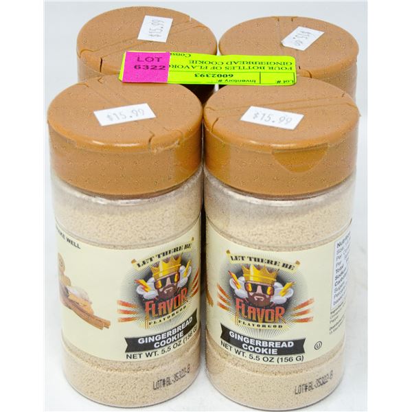 FOUR BOTTLES OF FLAVORGOD GINGERBREAD COOKIE