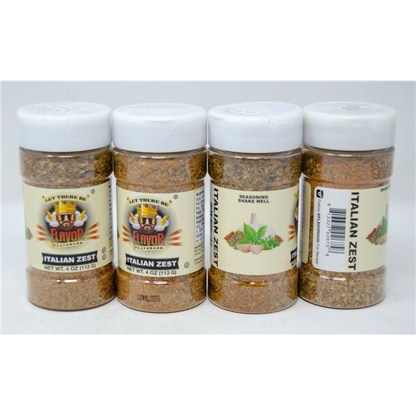 FOUR BOTTLES OF FLAVORGOD ITALIAN ZEST SEASONING