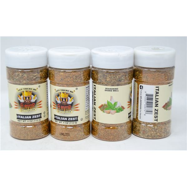FOUR BOTTLES OF FLAVORGOD ITALIAN ZEST SEASONING