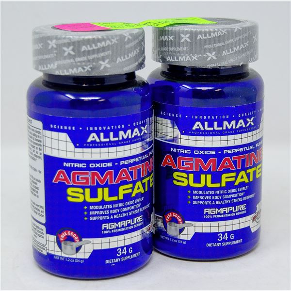 TWO BOTTLES OF ALLMAX AGMATINE+SULFATE POWDER