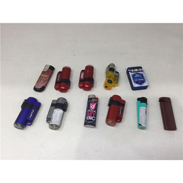 Lot of 10 Assorted Torch Lighters