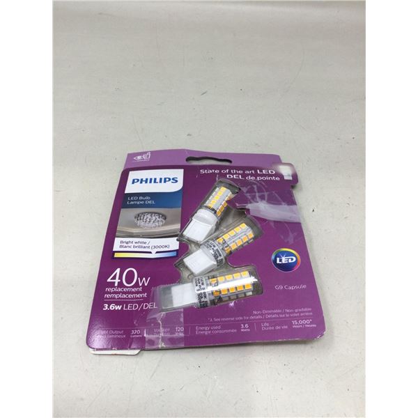 Philips LED Bulbs 3.6w G9 Capsules 3/pack