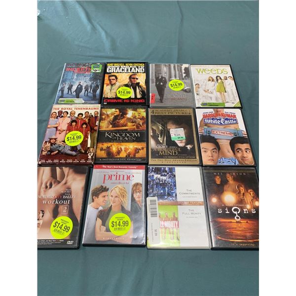 Lot of 12 DVD Movies assorted titles