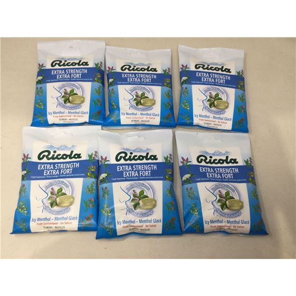 Lot of 6 bags Ricola Extra Strength icy menthol lozenges