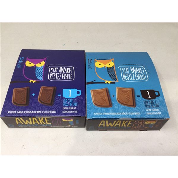 Lot of 2 boxes  Awake Milk dark Chocolate Bars
