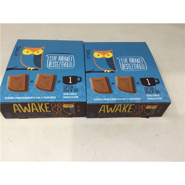 Lot of 2 boxes Awake Milk Chocolate Bars