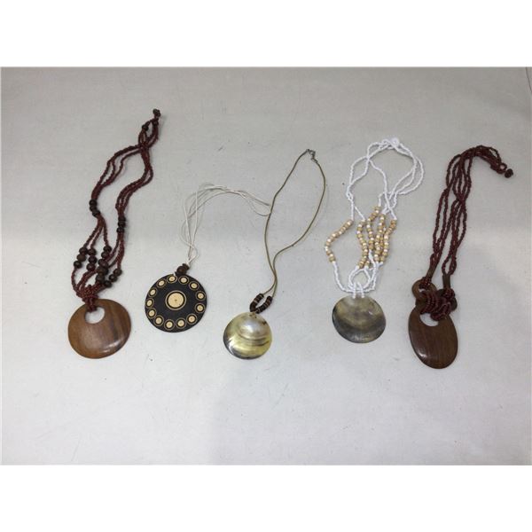 Lot of 5 hand crafted shell necklaces assorted bead