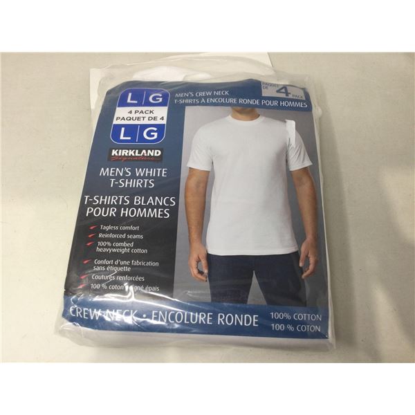 Mens Kirkland white T shirts crew neck 4 pack Large