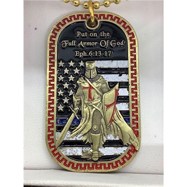 NEW Collector Dog Tags Full Armour of God Knight medallion