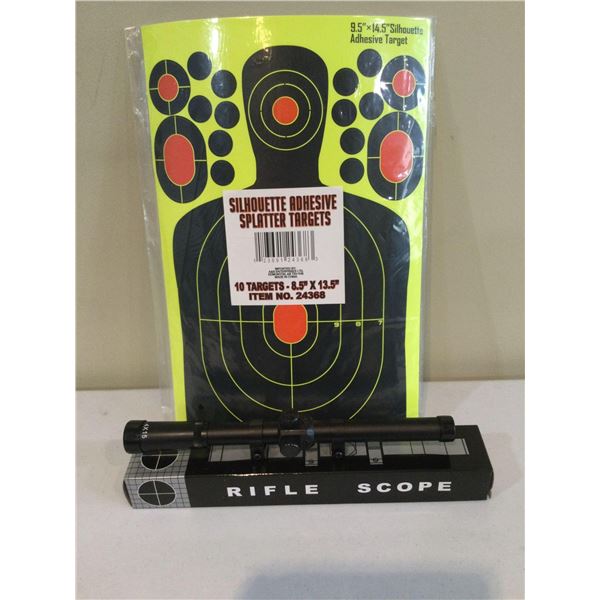 NEW 4x15 .22cal or air rifle scope with pack of splatter targets