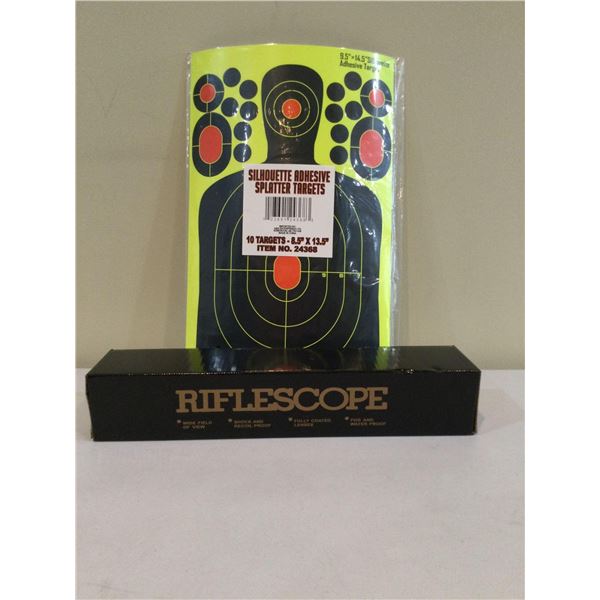 NEW 4x15 .22cal or air rifle scope with pack of splatter targets