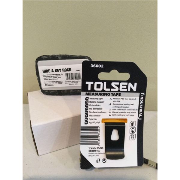 Lot of 2 NEW Hide a Key Rock and Tape Measure