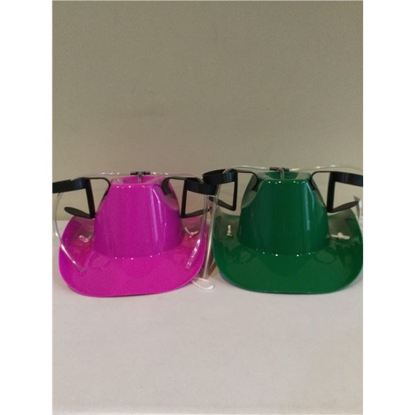 Father & Son Set of NEW Cowboy Hat Beverage Drinking Helmets