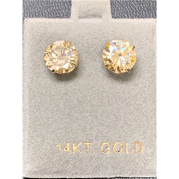Ladies 5.0 Carat Solitaire moissanite 14Kt Gold Stud Earring Set with appraisal certificate Valued $