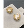 Image 2 : Ladies 5.0 Carat Solitaire moissanite 14Kt Gold Stud Earring Set with appraisal certificate Valued $
