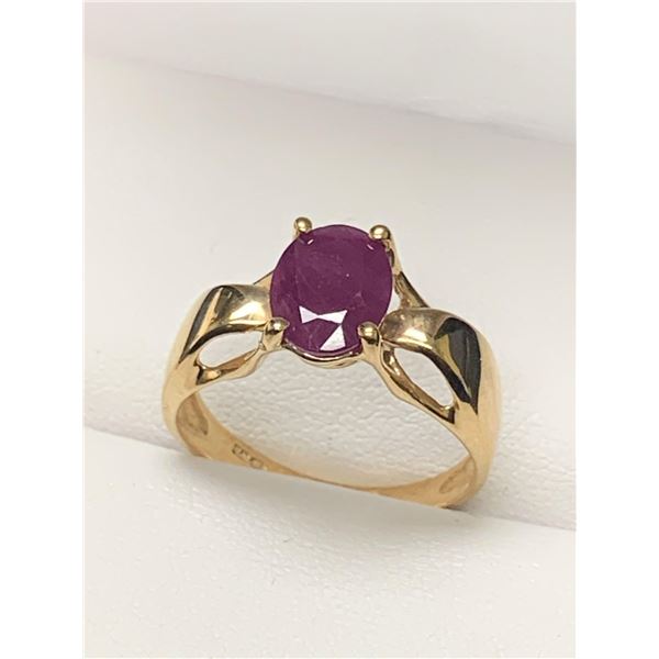CUSTOM DESIGNED Ladies 1.46CARAT Oval Cut Ruby Solitaire set in 10K Gold dress ring with appraisal c