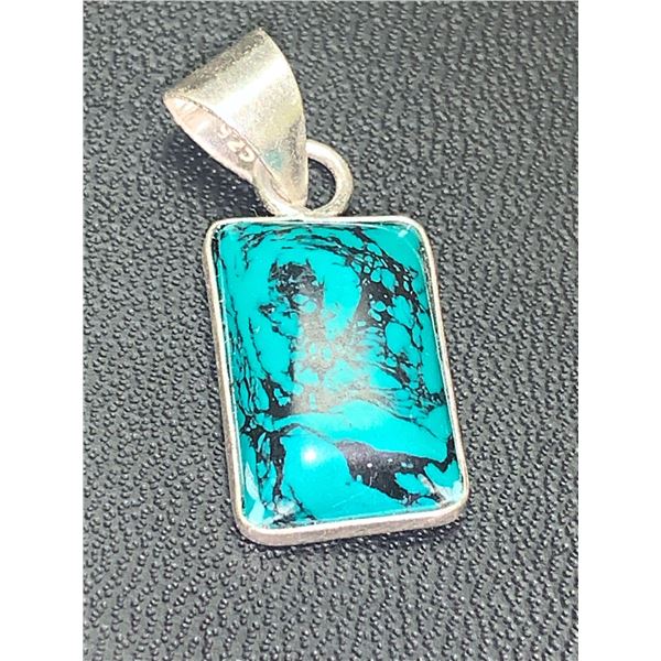 Silver .925 Polished Torquoise Gemstone Pendant
