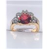 Image 2 : Ladies 14K GP multi Stone with Ruby Style Solitaire Dress Ring