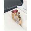 Image 3 : Ladies 14K GP multi Stone with Ruby Style Solitaire Dress Ring