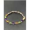 Image 2 : Ladies .925 Tennis Bracelet with Oval Cut natural Amethyst, Citrine & Peridot Stones with TCW 10.05 