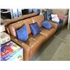Image 2 : NEW Brown Imported 100% Leather  Sofaw/ Throw Pillows
