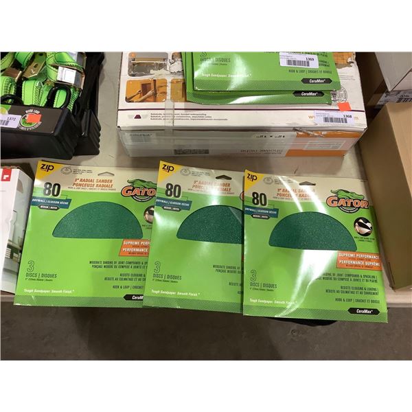 Gator 3 9in Radial Sander Discs Lot of 3